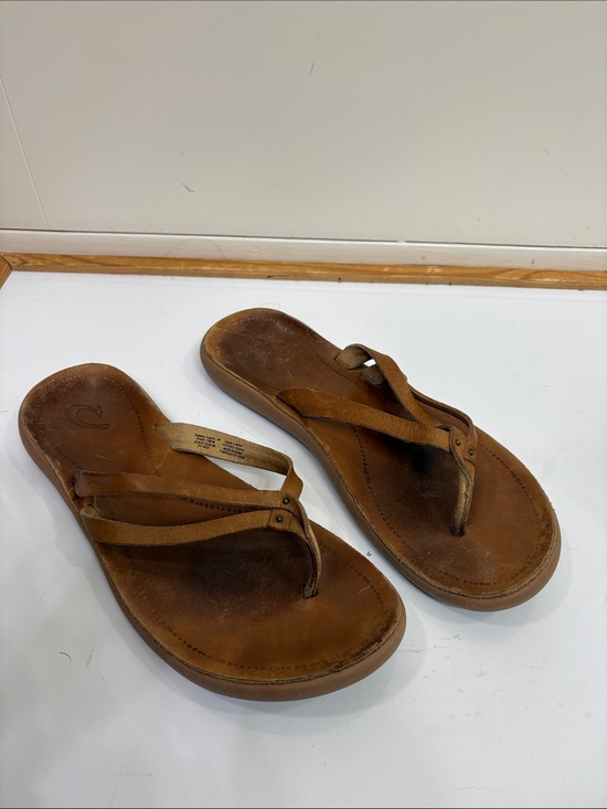 OluKai Shoes - OluKai Brown Leather Women's Flip Flop Sandals